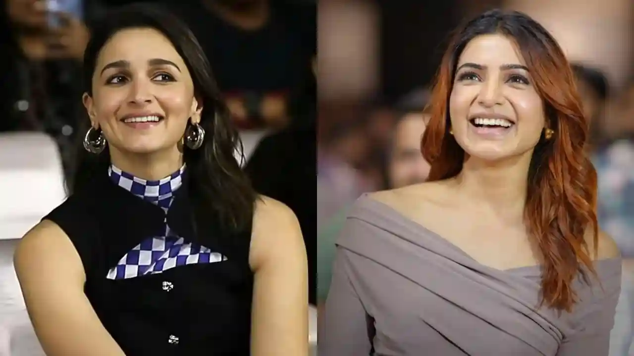 Alia Bhatt can't stop laughing as she sings Oo Antava sitting next to Samantha Ruth Prabhu. Watch