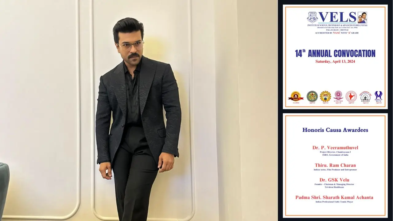 Renowned Vels University to honor Global Star Ram Charan with a Doctorate